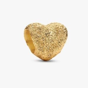 Authentic Pandora Textured Heart Mini Charm14k gold plating